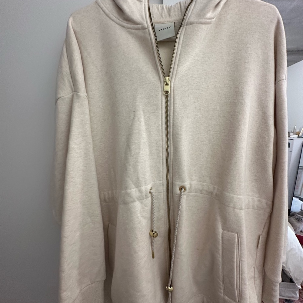 Varley Cream Zip-Up Utility Jacket